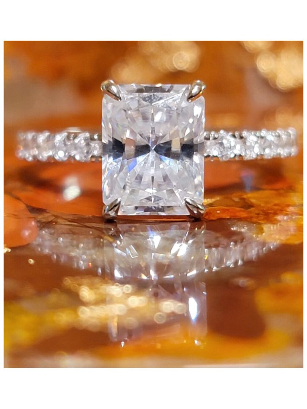 3CT Radiant Cut Moissanite Engagement Ring 925 Sterling Silver Size 8
